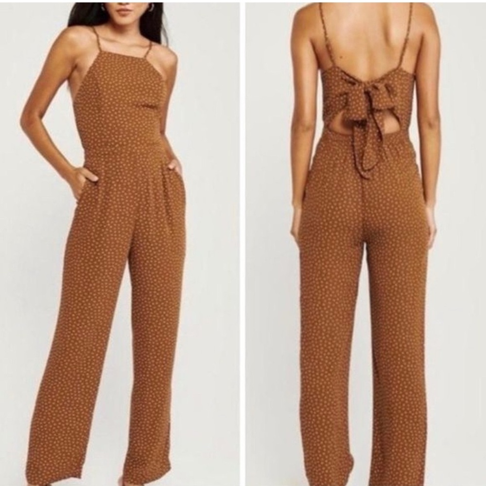 Abercrombie & Fitch Brown Polka Dot Jumpsuit